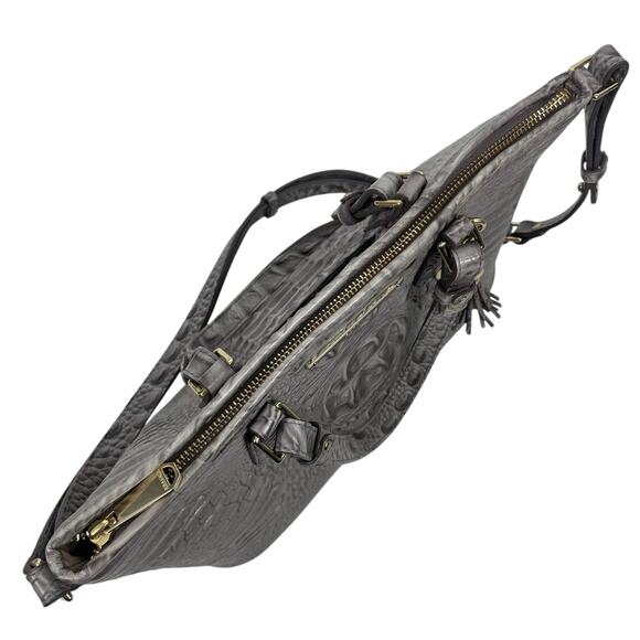 Brahmin Mini Asher Tote Satchel Bag Melbourne Gray Croc Embossed - Picture 9 of 13